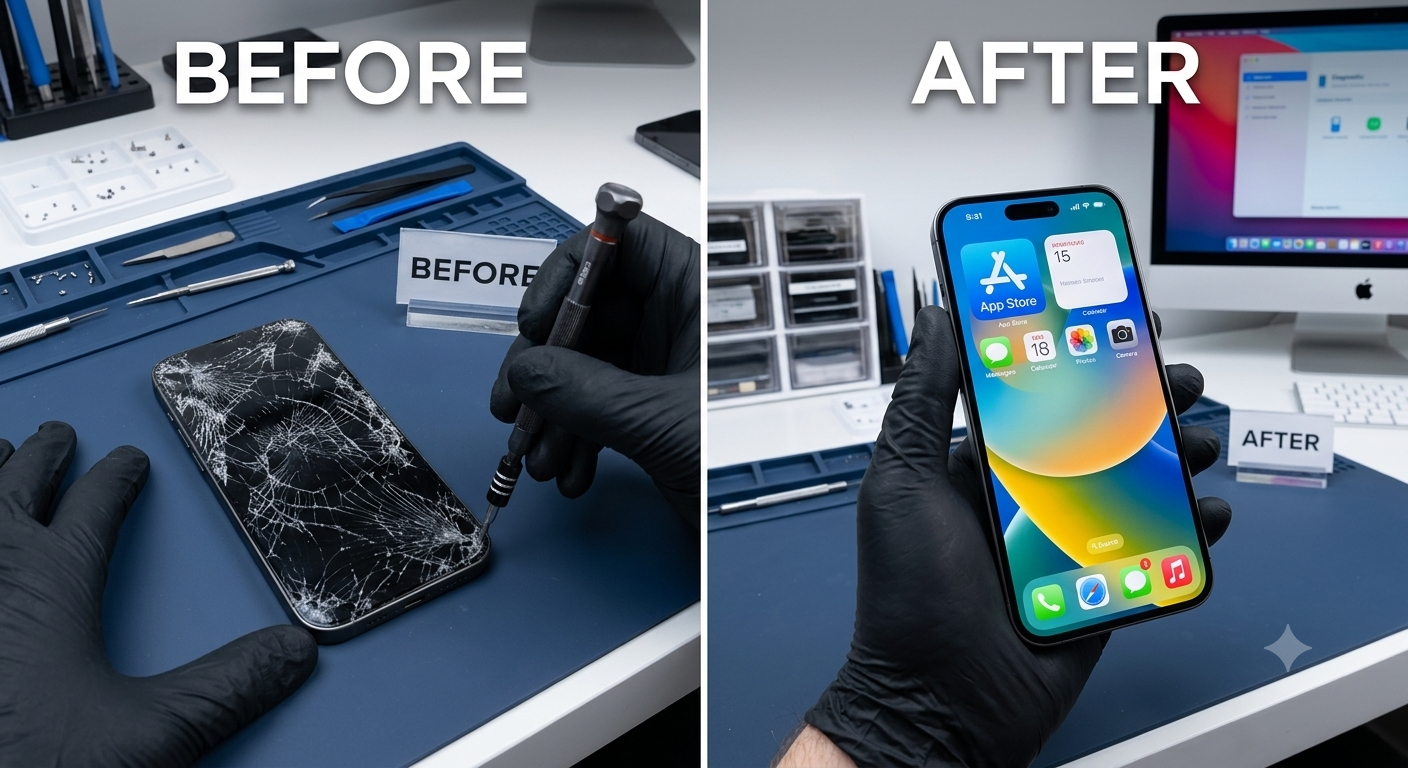 iPhone Screen Repair Before and After